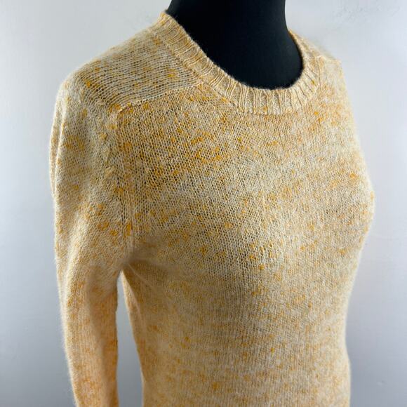 VINTAGE Alan Paine Yellow Marled Wool-Linen Crewneck Pullover Sweater 38 VTG - Picture 6 of 7